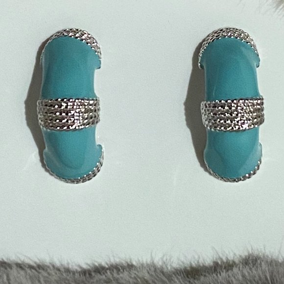 Landau silver and turquoise enamel earrings - Picture 2 of 6